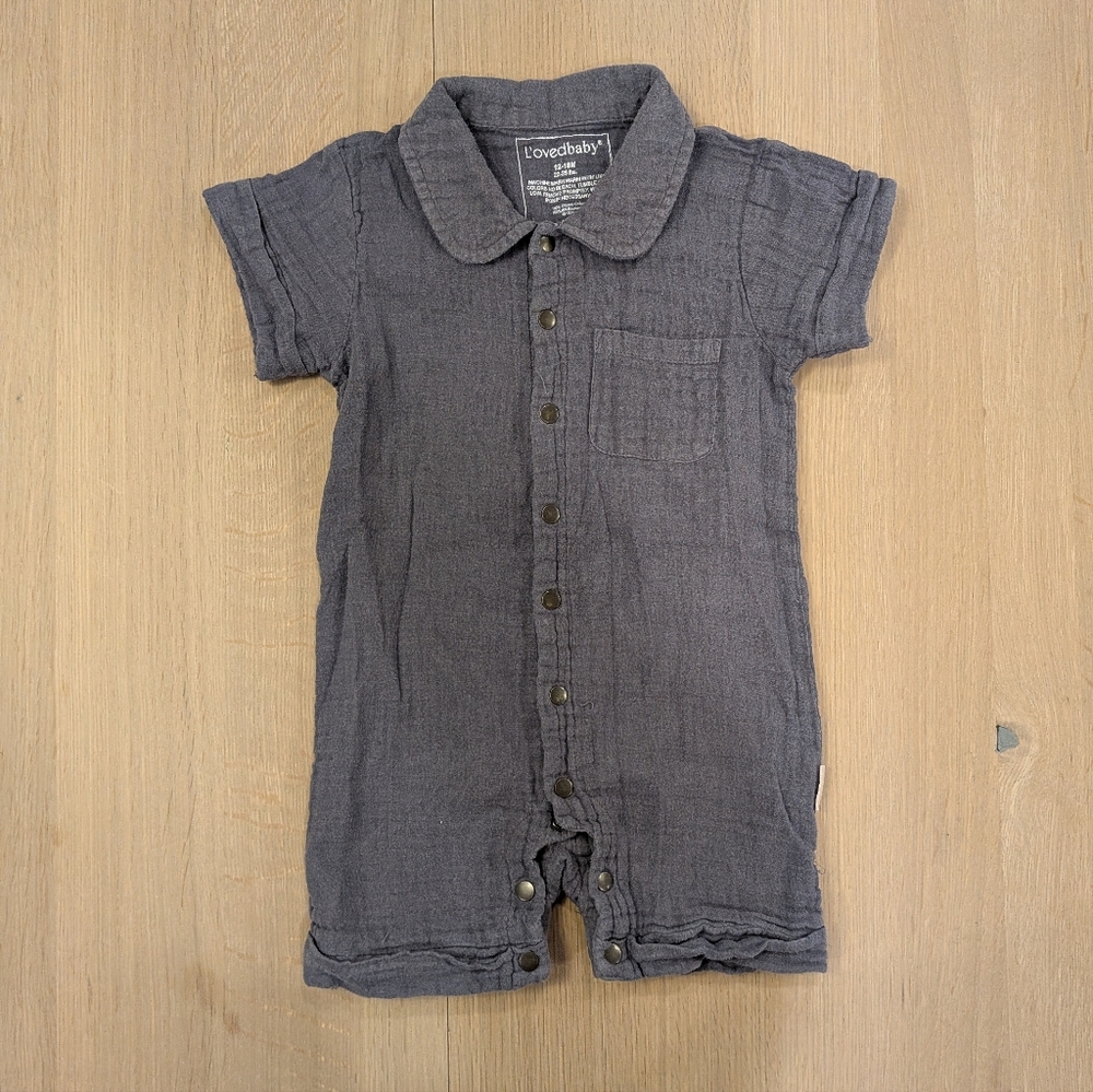 L'ovedbaby Charcoal Baby Romper